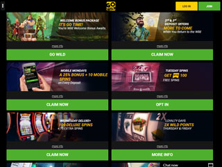 GoWild Casino tablet sereenshot