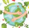 drawing of the earth blooming and two arm hugging the earth
