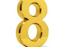 gold 3D number 8