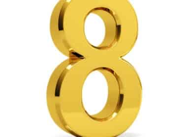 gold 3D number 8