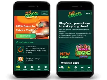 PlayCroco website screenshot - mobile version