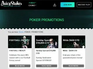 Juicy stakes poker promotion page