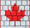 Canadian flag super imposed on the keyboard of a laptop