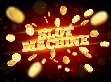 graphic of words "slot machine" showing the modern possibilities in graphics. the image has various shades of gold and brown