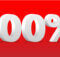 The number 100% in large white numbers and symbol against a red background