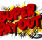 SUPER PAYOUT in red letters on a cartoon type background exploding on yellow