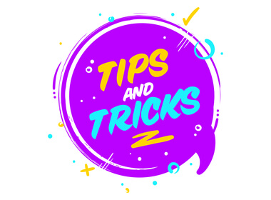 Tips and Tricks written on a purple conversation balloon