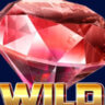 a large and glittery red ruby as a wild symbol in a slots game