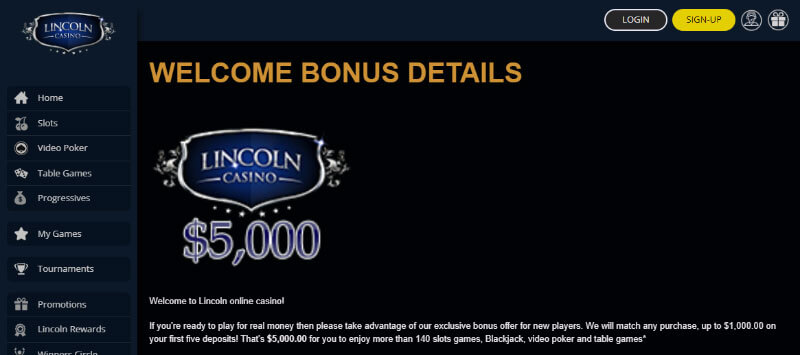 Lincoln Casino - Free bonus Generous New Player Welcome Package