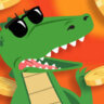 PlayCroco crocodile with coins flying around him