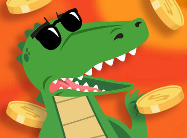 PlayCroco crocodile with coins flying around him