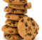 chocolate chip cookies stacked up like poker chips