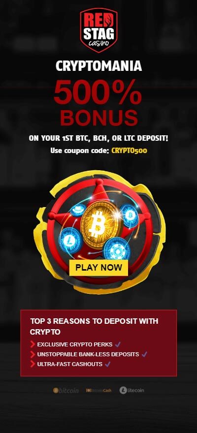Deposit Crypto at Red Stag Casino for mega bonuses
