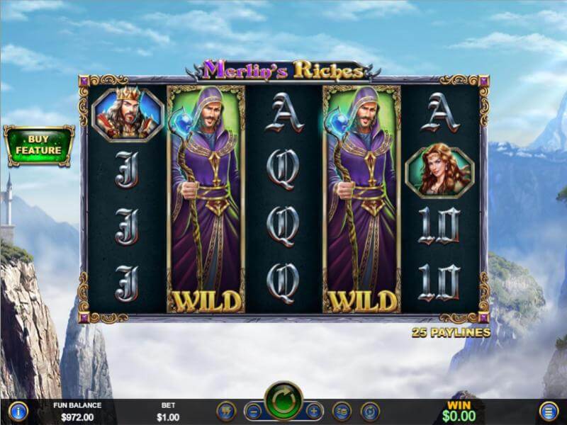 Merlins Riches Slots Game Screenshot