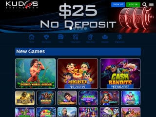 Kudos Casino homepage screenshot