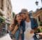 a young couple on vacation in a samll town