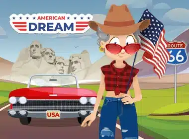 Jackpot Capital's Glamma standing in front of her car with Mt. Rushmore in the background